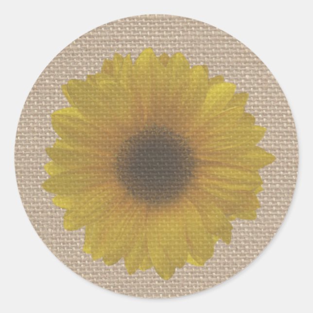 Adesivo Redondo Vinheta Sunflower Inspirada em Burlap (Frente)