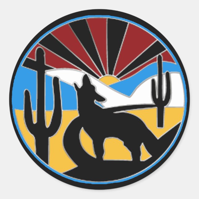 Adesivo Redondo Vinheta Sunset Desert (Frente)