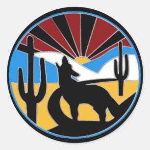 Adesivo Redondo Vinheta Sunset Desert