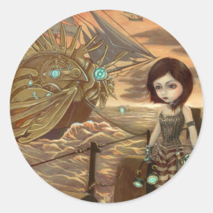 Adesivo Redondo Vinheta "Sunset Marítimo"