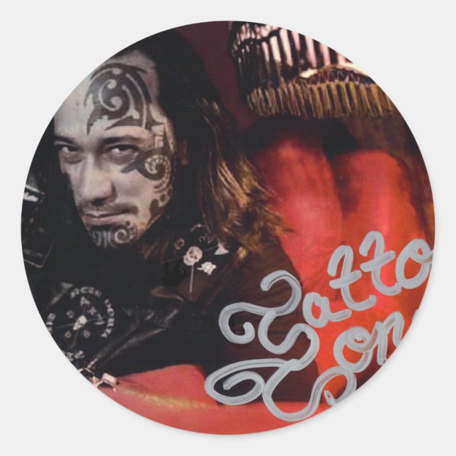 Adesivo Redondo vinheta tatuada (Frente)