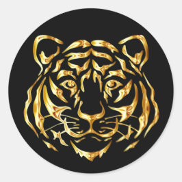 Adesivo Redondo Vinheta Tiger Face ouro
