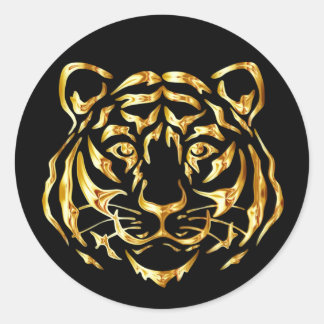 Adesivo Redondo Vinheta Tiger Face ouro