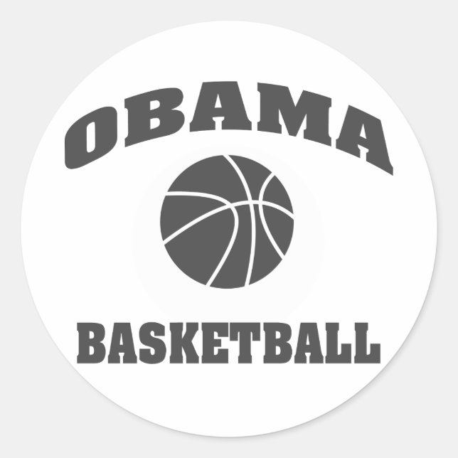 Adesivo Redondo Vinheta-tipo de código de basquete de Obama - cinz (Frente)