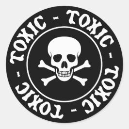 Adesivo Redondo Vinheta Tóxica Crânio e Crossbones