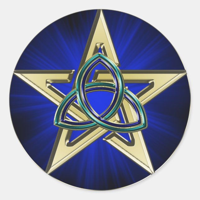 Adesivo Redondo Vinheta Triquetra Pentagrama (Frente)