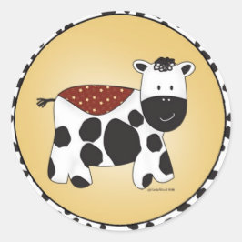 Adesivo Redondo Vinheta-Vaca-Vaca-Animal