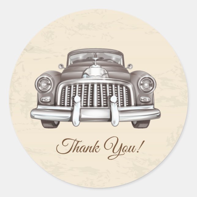 Adesivo Redondo vinheta, veículo, carro antigo, autocolante redond (Frente)