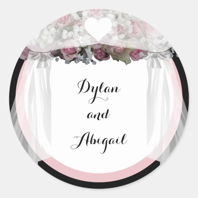 Adesivo Redondo Vinheta Verde Cor-de-Rosa Esbranquiçada e Dusty (Frente)