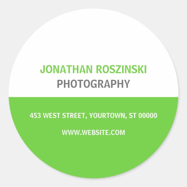 Adesivo Redondo Vinheta Verde de Texto Simples (Frente)