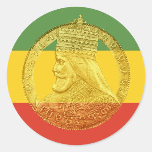 Adesivo Redondo Vinheta Verde Dourada Vermelha Selassie