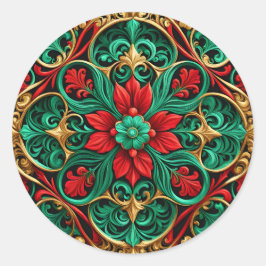 Adesivo Redondo Vinheta verde-Natal decorativa