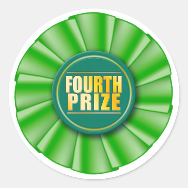 Adesivo Redondo vinheta verde rosette do quarto prêmio (Frente)
