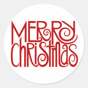 Adesivo Redondo Vinheta Vermelha Feliz Natal