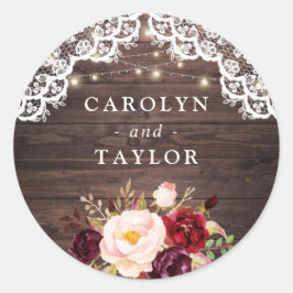 Adesivo Redondo Vinheta-Vidro Rústica Lace De Madeira Escamuflada