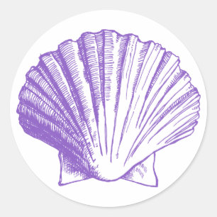 Adesivo Redondo Vinheta Violet Sea Shell