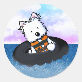 Adesivo Redondo Vinheta Westie KiniArt flutuante
