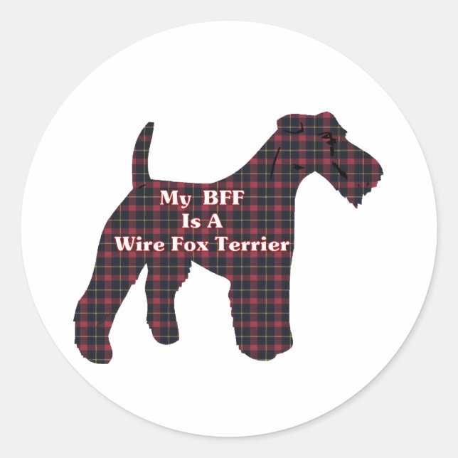 Adesivo Redondo Vinheta Wire Fox Terrier BFF (Frente)