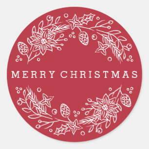 Adesivo Redondo Vinheta Wreath de Natal - Berry