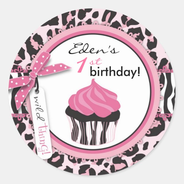 Adesivo Redondo Vinheta WWP de Cupcake selvagem (Frente)