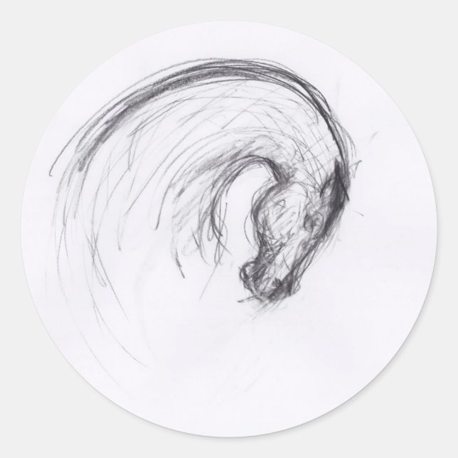 Adesivo Redondo Vinheta Zodiac de 2 Cavalos de Desenho Original (Frente)