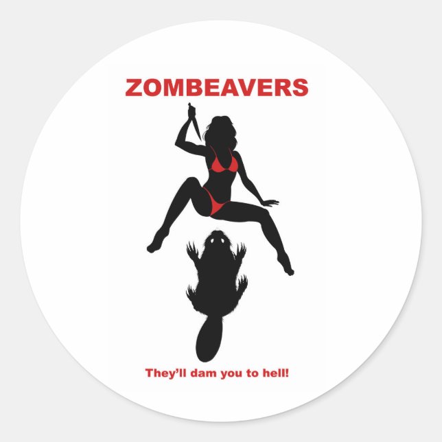 Adesivo Redondo Vinheta ZOMBEAVERS (Frente)
