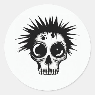Adesivo Redondo Vinheta 'ZOMBIE PUNK SKULL'