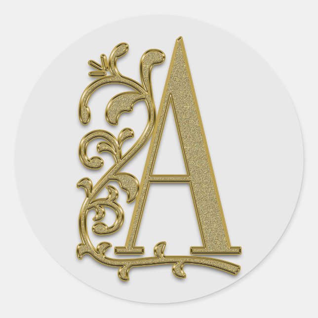 Adesivo Redondo vinhetas A iniciais do monograma (Frente)