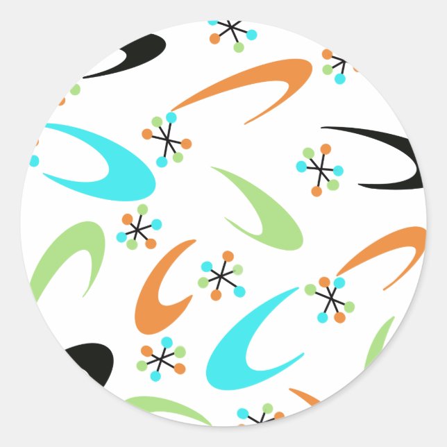 Adesivo Redondo Vinhetas Atômicas do Século médio (Frente)