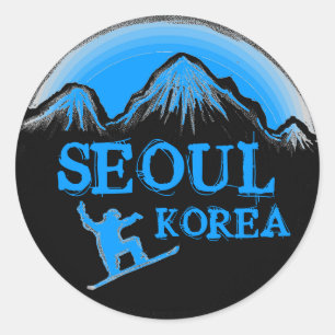 Adesivo Redondo Vinhetas azuis da Coreia do Sul