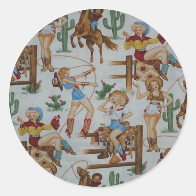 Adesivo Redondo Vinhetas Brancas do Rodeo (Frente)