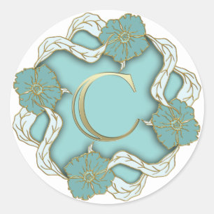 Adesivo Redondo vinhetas C iniciais monograma
