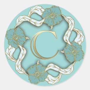Adesivo Redondo vinhetas C iniciais monograma