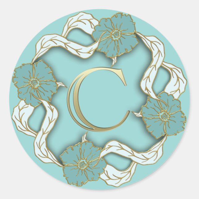 Adesivo Redondo vinhetas C iniciais monograma (Frente)