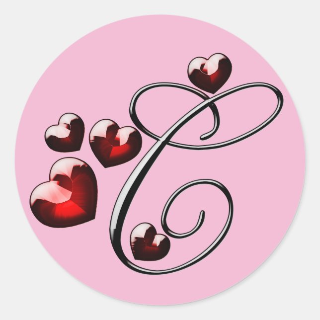 Adesivo Redondo vinhetas C iniciais monograma (Frente)