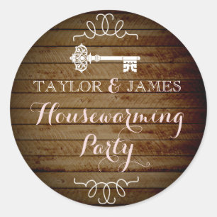 Adesivo Redondo Vinhetas-Chave Para Olhar Para A Casa