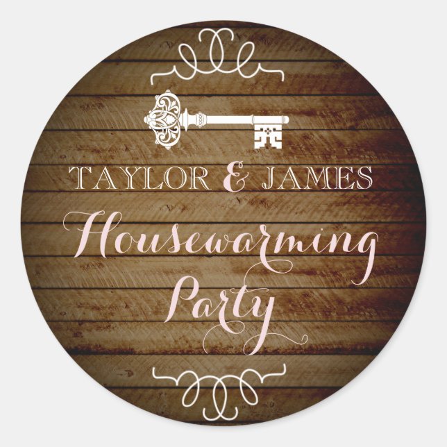 Adesivo Redondo Vinhetas-Chave Para Olhar Para A Casa (Frente)