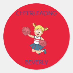 Adesivo Redondo Vinhetas-CHEERLEADING para raparigas COM NOME PERS