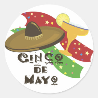 Adesivo Redondo vinhetas Cinco de Mayo