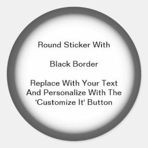 Adesivo Redondo Vinhetas Circulantes Borda De Cinza Preta Em Folha