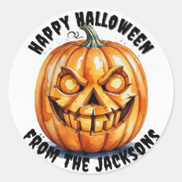 Adesivo Redondo Vinhetas clássicas redondas de Halloween felizes c