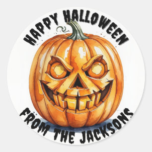 Adesivo Redondo Vinhetas clássicas redondas de Halloween felizes c