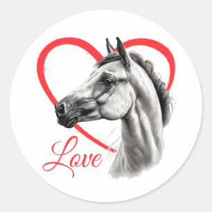 Adesivo Redondo Vinhetas com amor de cavalo