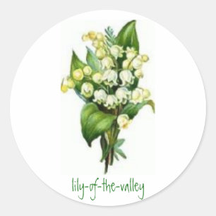 Adesivo Redondo Vinhetas com Design Lily-of-the-Valley