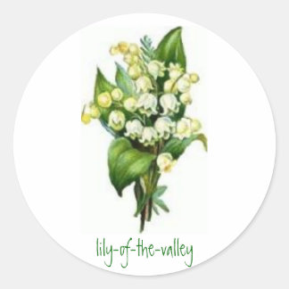 Adesivo Redondo Vinhetas com Design Lily-of-the-Valley