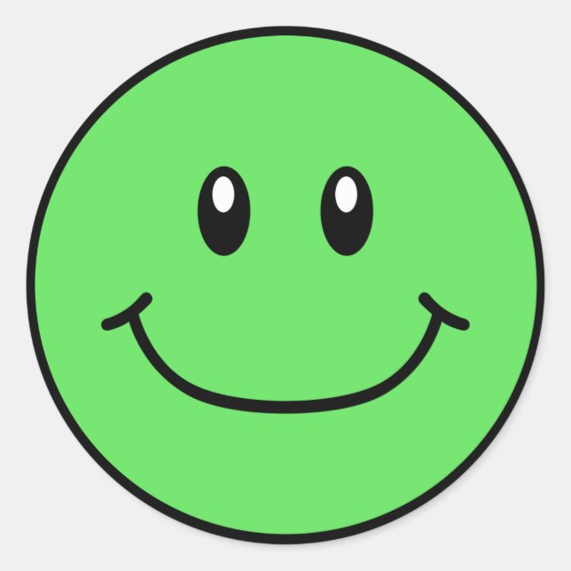 Adesivo Redondo Vinhetas com face sorridente Verde 0001 (Frente)