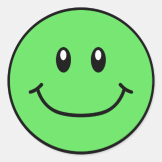 Adesivo Redondo Vinhetas com face sorridente Verde 0001