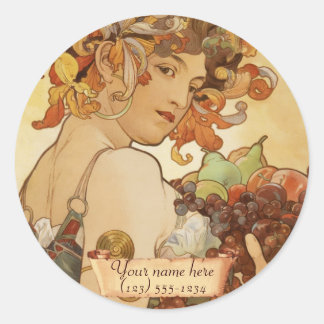 Adesivo Redondo Vinhetas com Fruta de Arte Nouveau
