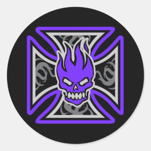Adesivo Redondo Vinhetas Crânio Maltês