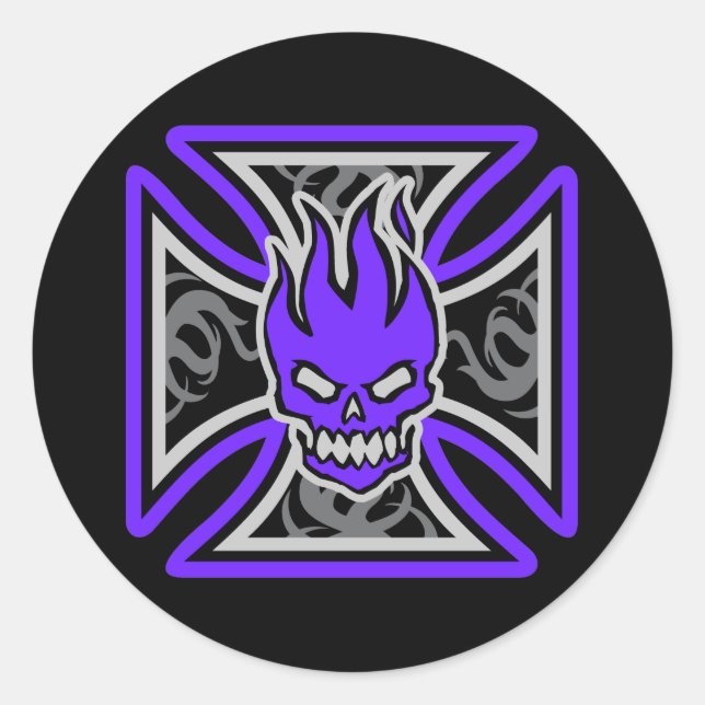 Adesivo Redondo Vinhetas Crânio Maltês (Frente)